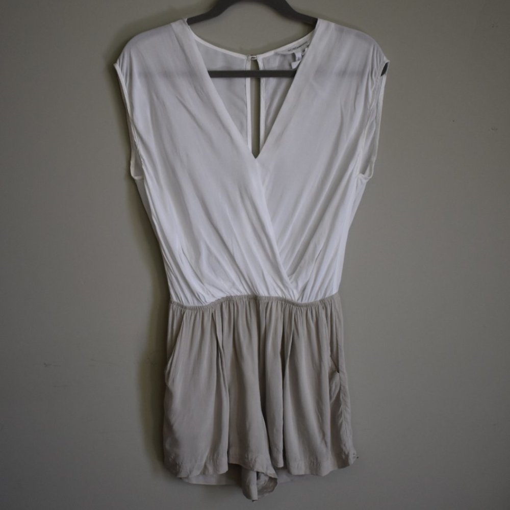 BCBG White and tan Romper size XS